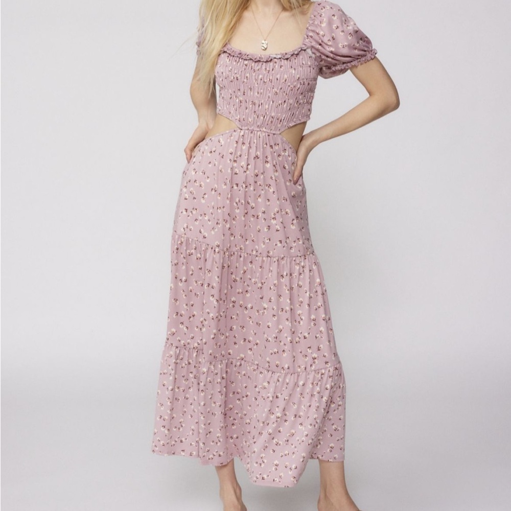 NWT Urban Outfitters Pink Floral Midi Dress Size Small